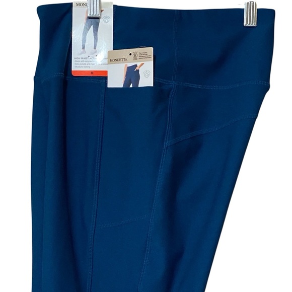 Mondetta High Waist Active Legging M Teal Side Pockets Mesh Moisture Wicking NWT - Picture 10 of 13